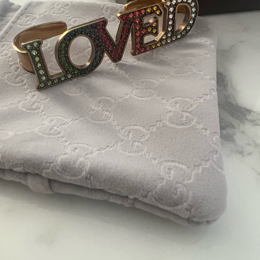 Gucci Gold and Multicolor 'Loved' Brooch - Picture 3 of 6